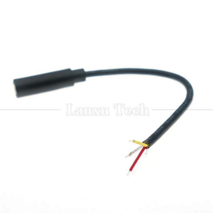 Revestido em ouro 3,5 mm TRS 3 Ploes Shield Jack de áudio Feminino para cabos vazios em lata cabo de ponta aberta 4