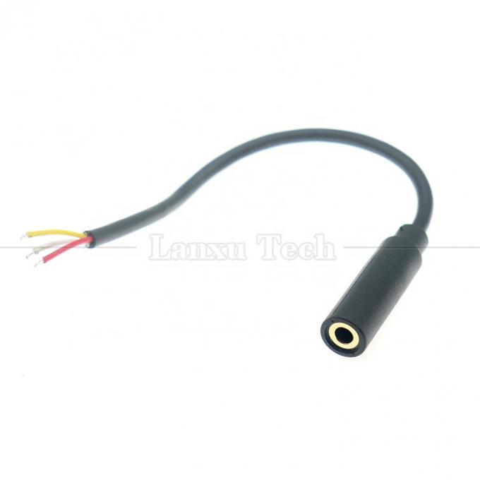 Customizado 3.5mm TRS 3 pólos Shield Audio Jack Feminino para abrir Stripped Tinned Cabos de fio de ponta nua 0