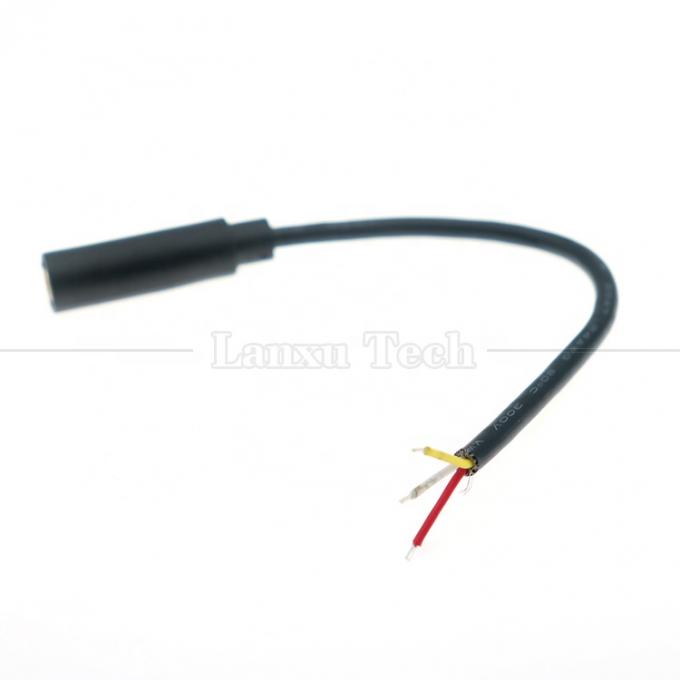 Customizado 3.5mm TRS 3 pólos Shield Audio Jack Feminino para abrir Stripped Tinned Cabos de fio de ponta nua 3