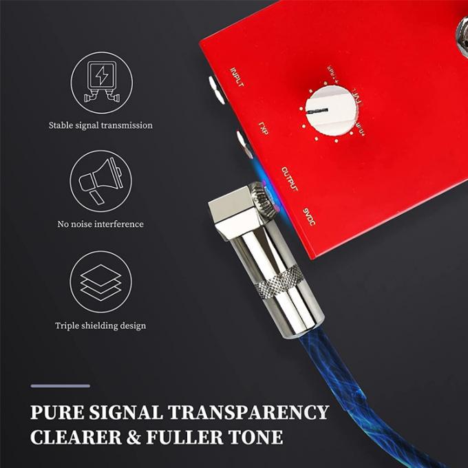 1/4 TS Jack Pedal de trança elétrica Guitar Patch Lead Stereo Instrument Cable 4