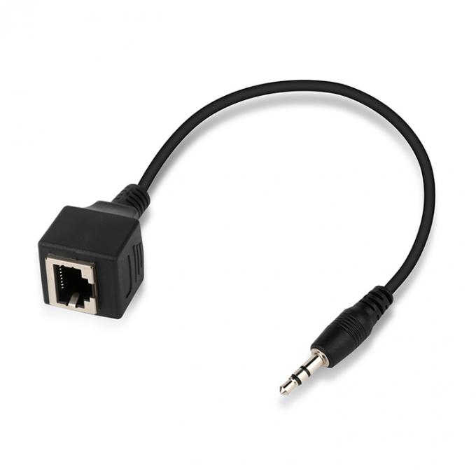 3.5mm Stereo Audio Jack para RJ45 Female Socket Ethernet Extender Cable 1