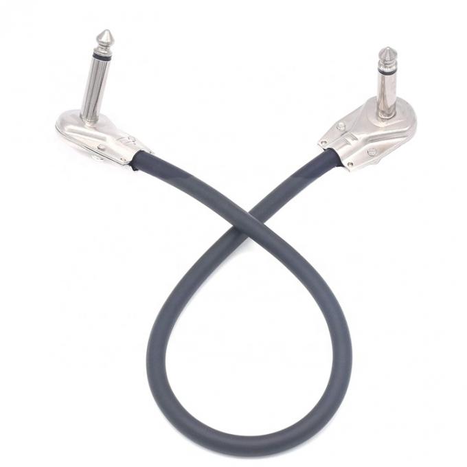 1/4 6,35 mm Prateado Dourado Ângulo Direito Mono TS Jack de Áudio Instrumento Guitarra Patch Cable 2