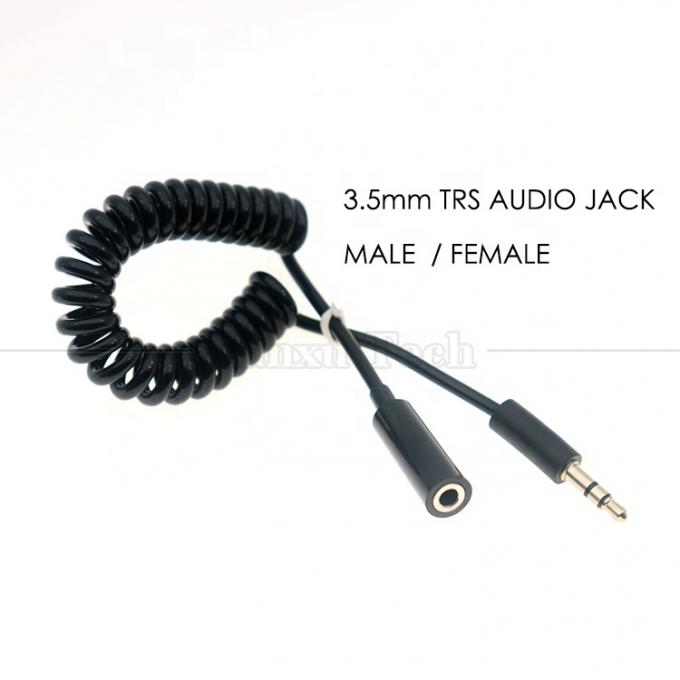 Spring Sprial Enrolado Homem para Mulher 3.5mm Jack Aux Stereo Audio Extension Cable para fones de ouvido de alto-falante 0