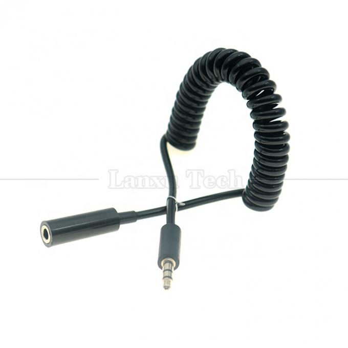 Spring Sprial Enrolado Homem para Mulher 3.5mm Jack Aux Stereo Audio Extension Cable para fones de ouvido de alto-falante 4