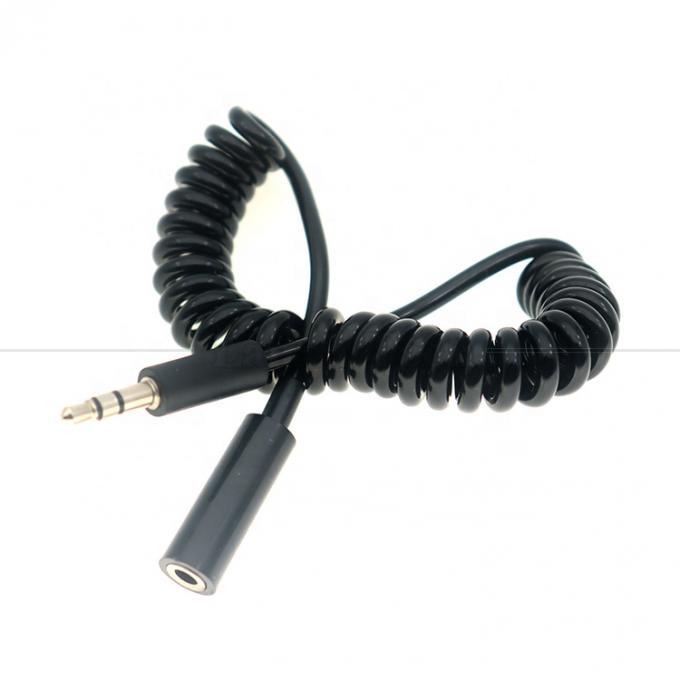 Spring Sprial Enrolado Homem para Mulher 3.5mm Jack Aux Stereo Audio Extension Cable para fones de ouvido de alto-falante 2