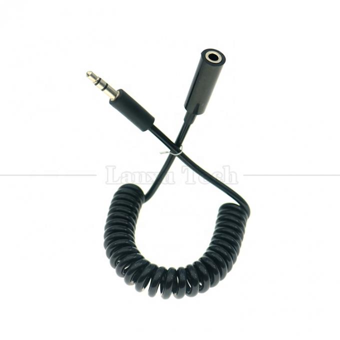 Spring Sprial Enrolado Homem para Mulher 3.5mm Jack Aux Stereo Audio Extension Cable para fones de ouvido de alto-falante 3