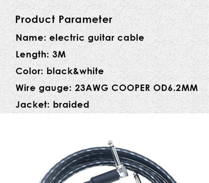 L Forma 90 graus ângulo reto para reto durável casaco trançado 6.35mm Ts Jack Instrumento guitarra elétrica patch cabo de áudio 0