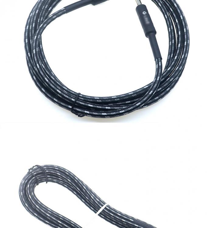 L Forma 90 graus ângulo reto para reto durável casaco trançado 6.35mm Ts Jack Instrumento guitarra elétrica patch cabo de áudio 1