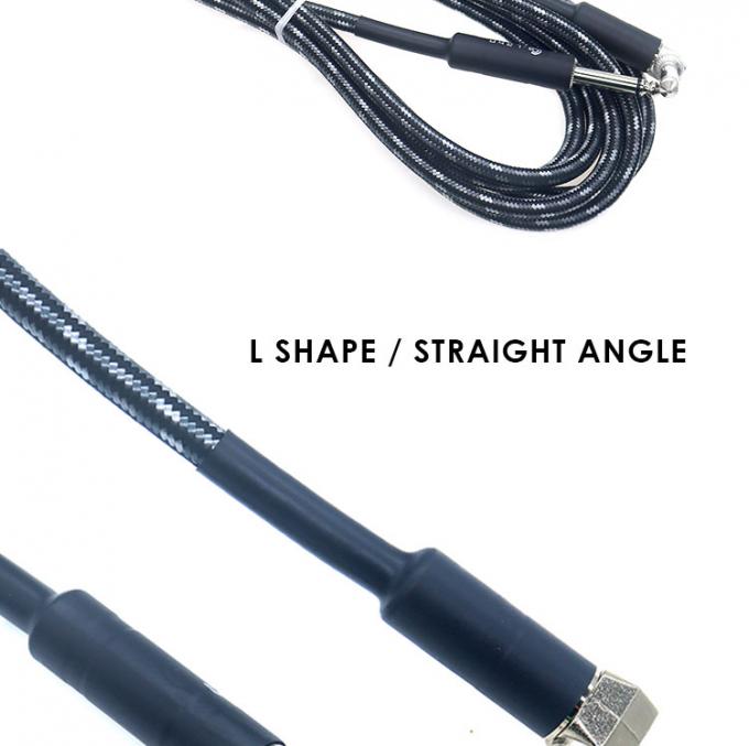 L Forma 90 graus ângulo reto para reto durável casaco trançado 6.35mm Ts Jack Instrumento guitarra elétrica patch cabo de áudio 2