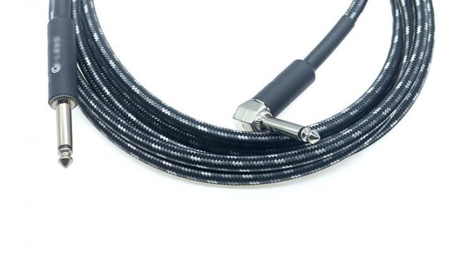 L Forma 90 graus ângulo reto para reto durável casaco trançado 6.35mm Ts Jack Instrumento guitarra elétrica patch cabo de áudio 5