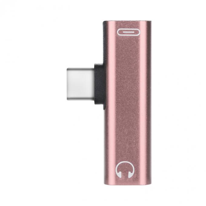 2 em 1 USB Tipo C para 3.5mm Jack PD Carregamento adaptador de áudio de fones de ouvido 6