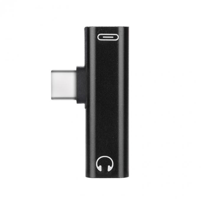 2 em 1 USB Tipo C para 3.5mm Jack PD Carregamento adaptador de áudio de fones de ouvido 5