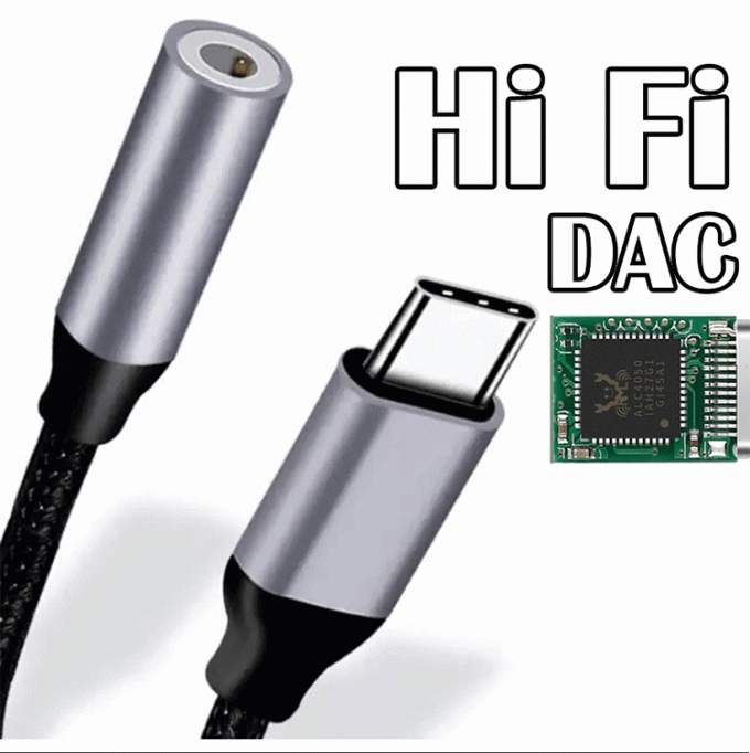 Hifi DAC USB Tipo C para 3.5mm Jack de fones de ouvido Adaptador de áudio para Samsung Huawei Oneplus Meizu Google Oneplus 0