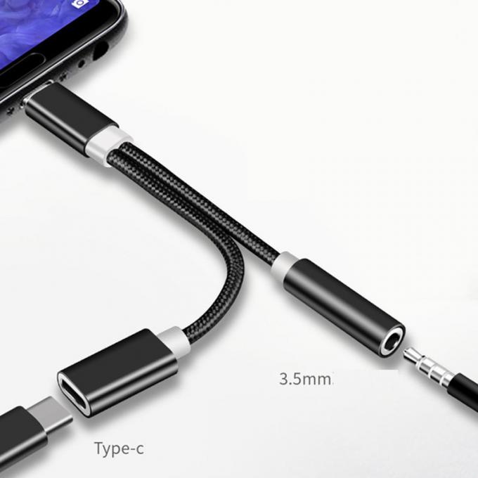 2 em 1 Tipo C a 3,5 mm Carregador Fone de ouvido Jack de áudio USB C Cable Portátil Tipo-C a 3,5 mm Adaptador de conector para telefone celular 3