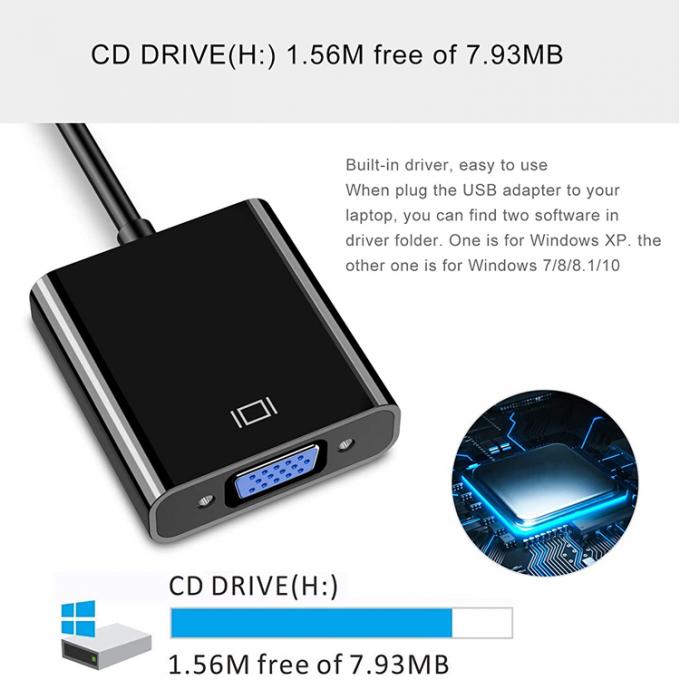 Convertidor de vídeo de multi-exibição USB 3.0 para VGA Adaptador para PC Laptop Monitor Projector HDTV 2