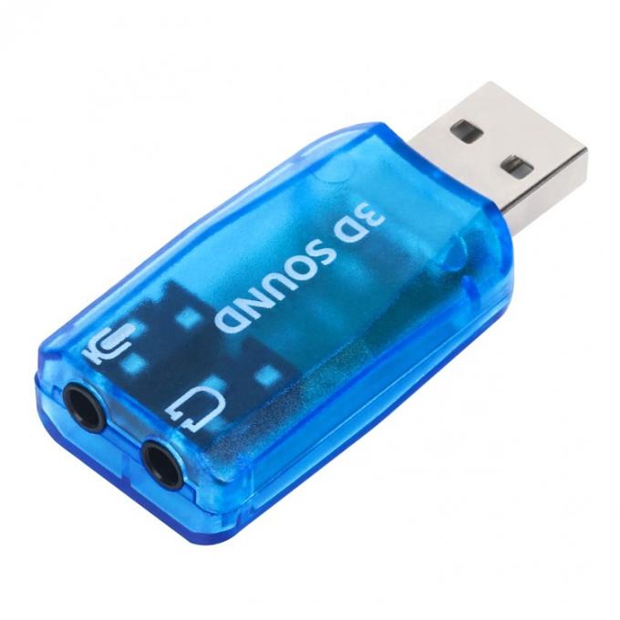 Plug and Play 5.1 Microfone externo 3D Estúdio estéreo Áudio Interface USB Adaptador de cartão de som com fones de ouvido de 3,5 mm 2
