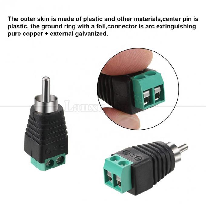 RCA Fêmea macho para parafuso Terminal AV Phono Solderless Plug Wire Connector Converter Adaptador de áudio 1