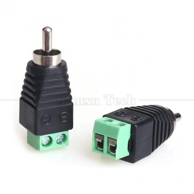 RCA Fêmea macho para parafuso Terminal AV Phono Solderless Plug Wire Connector Converter Adaptador de áudio 2