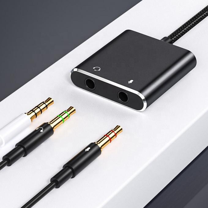 Plug and Play Audio Mic Studio Headset Adaptador de cartão de som externo USB para laptop 2