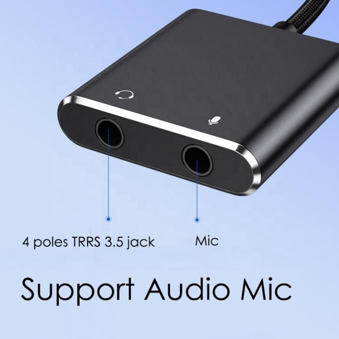 Plug and Play Audio Mic Studio Headset Adaptador de cartão de som externo USB para laptop 1