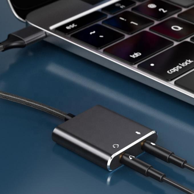 Plug and Play Audio Mic Studio Headset Adaptador de cartão de som externo USB para laptop 3