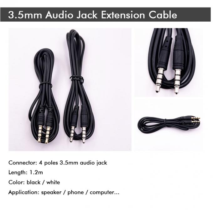 Stock Homem para Homem 3.5mm 4 Polos Jack estéreo Microfone cabo de extensão de áudio para fones de ouvido alto-falante de computador 1