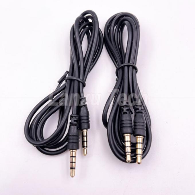 Stock Homem para Homem 3.5mm 4 Polos Jack estéreo Microfone cabo de extensão de áudio para fones de ouvido alto-falante de computador 0