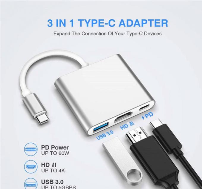 3 em 1 PD Carregamento 4K 1080P USB Tipo C OTG Docking Station Hub Adaptador 0
