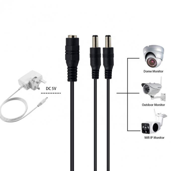 1 a 2 maneiras 1 Fêmea a 2 Homem 5.5x2.1 mm Cable DC Power Supply Splitter para câmera de vigilância de vídeo LED Strip 6
