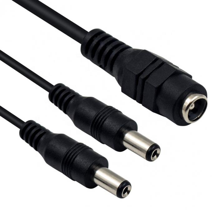 1 a 2 maneiras 1 Fêmea a 2 Homem 5.5x2.1 mm Cable DC Power Supply Splitter para câmera de vigilância de vídeo LED Strip 3