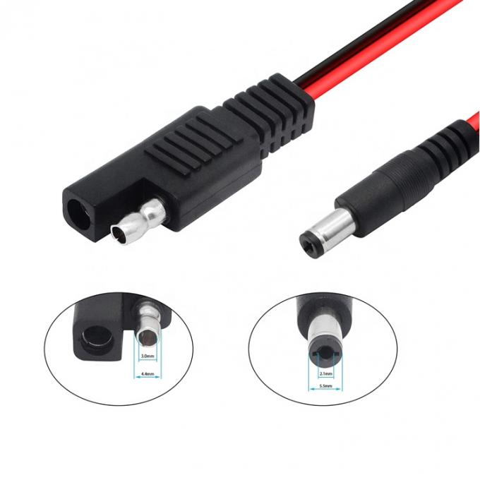 14AWG DC Plug 5.5x2.1mm macho para SAE 2 pin conectores cabo de extensão para painel solar automotivo RV 2
