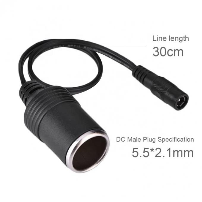 120W 12V 10A Soquete de cigarro de carro feminino para DC 5.5mm x 2.1mm cabo de adaptador de energia 2
