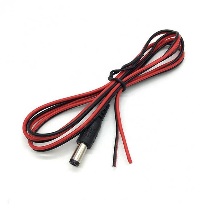 Vermelho Preto DC Macho 5.5x2.1mm Barril Jack para despojado Aberto Bando Fim Cabos de fio de lata 4