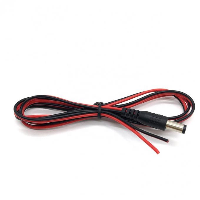 Vermelho Preto DC Macho 5.5x2.1mm Barril Jack para despojado Aberto Bando Fim Cabos de fio de lata 5