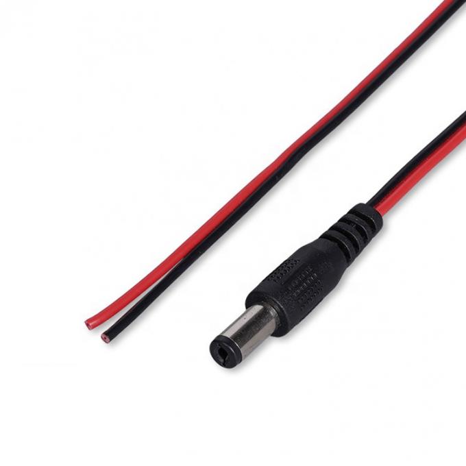 Vermelho Preto DC Macho 5.5x2.1mm Barril Jack para despojado Aberto Bando Fim Cabos de fio de lata 3