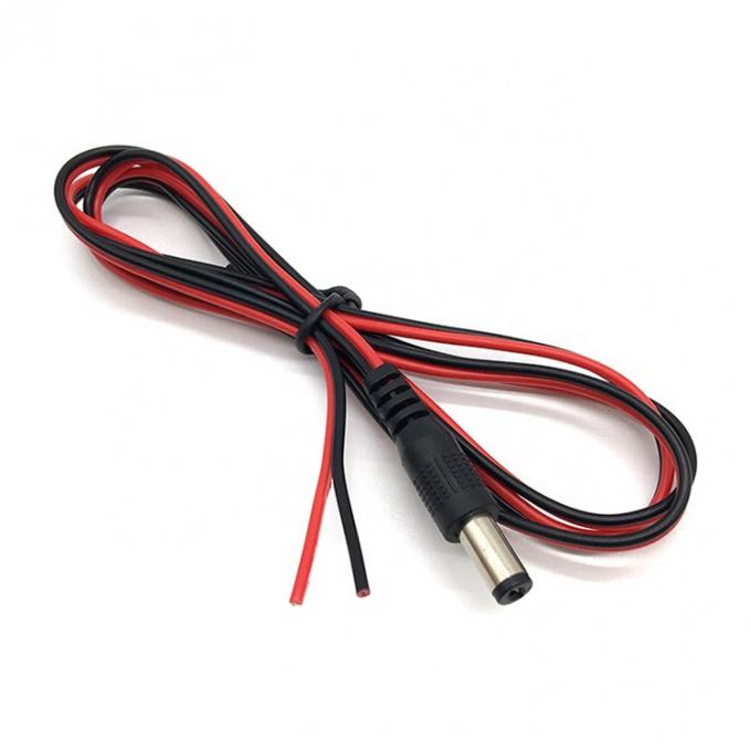 Vermelho Preto DC Macho 5.5x2.1mm Barril Jack para despojado Aberto Bando Fim Cabos de fio de lata 2