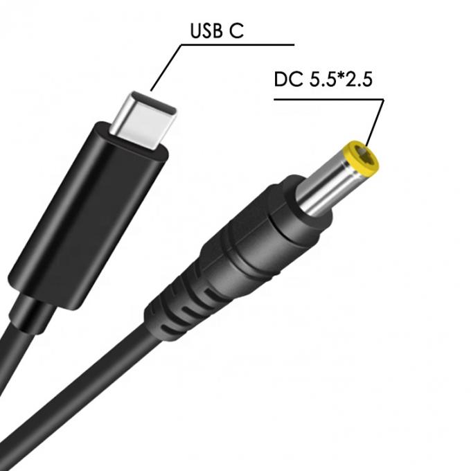 60W 20V 3A USB Tipo C PD Carregamento para DC Jack Adaptador de Energia Cable para laptop 1