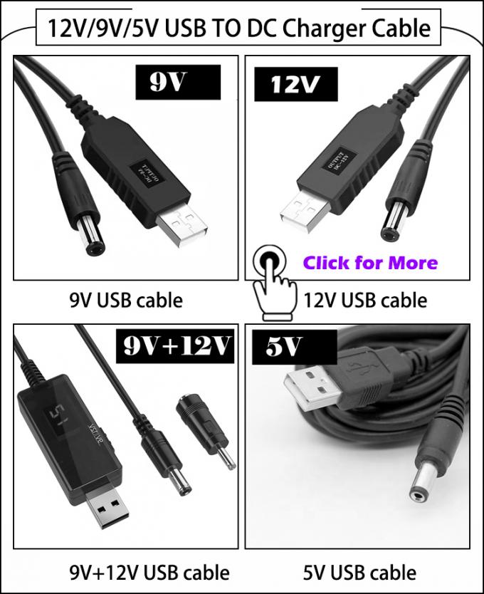 Multi Função 5V USB para 12V 9V DC 5.5x2.1mm Boost Configuração Conversor de Potência Cabo USB para Wifi Router Lâmpada de alto-falante 1