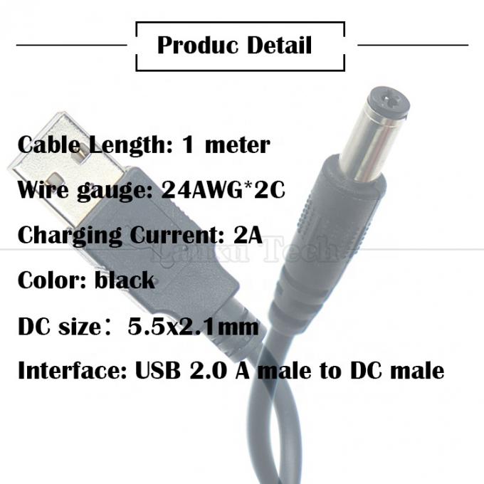 1m 3m 5m 10m 1A 2A 5A USB A macho para DC 5.5x2.1mm 3.5 1.35 4.0 1.7 Barrel Jack Power Charger Cable para câmera de CCTV LED 2