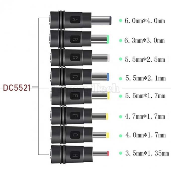 DC Fêmea 5.5x2.1mm para macho DC 5.5x2.1 3.5x1.35 4.0x1.7 5.5x1.7 5.5x2.5 6.3x3.0 6.0x4.0 Adaptador de conversão de conector 1