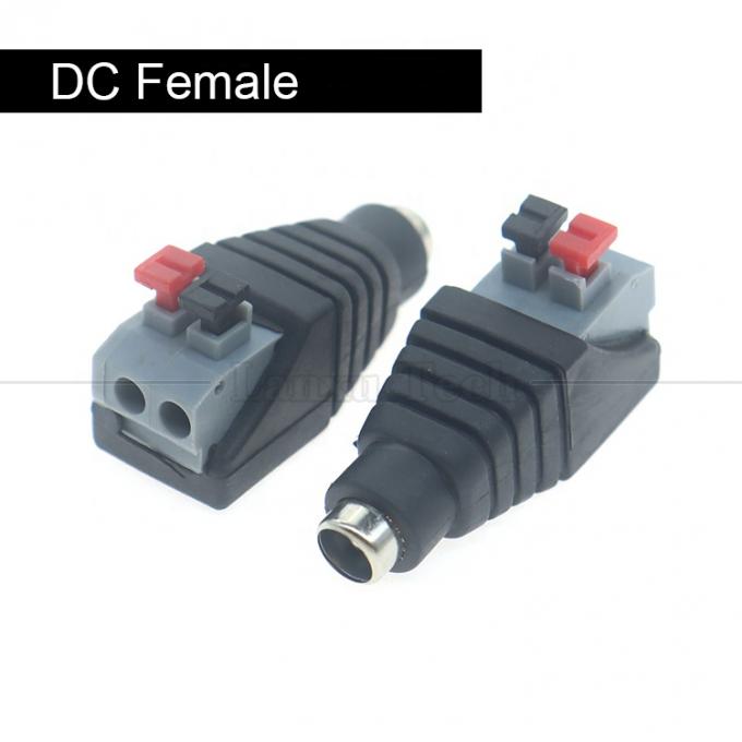 5V 12V Botão de Prensa Sem Soldadura DC 5.5 * 2.1mm Jack de Barril Masculino Feminino para 2p fios Conector de cabo de cabo para câmera de tira LED 0