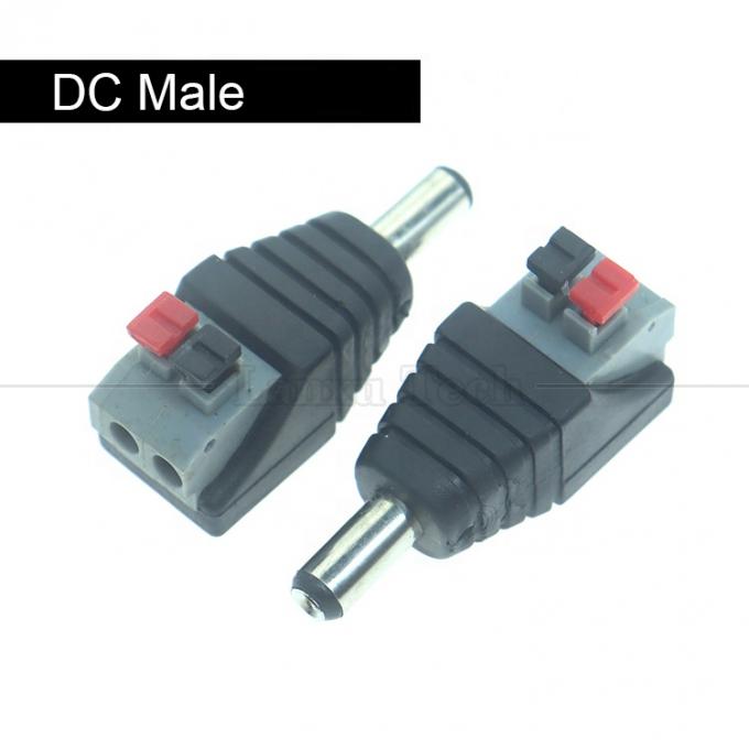 5V 12V Botão de Prensa Sem Soldadura DC 5.5 * 2.1mm Jack de Barril Masculino Feminino para 2p fios Conector de cabo de cabo para câmera de tira LED 1