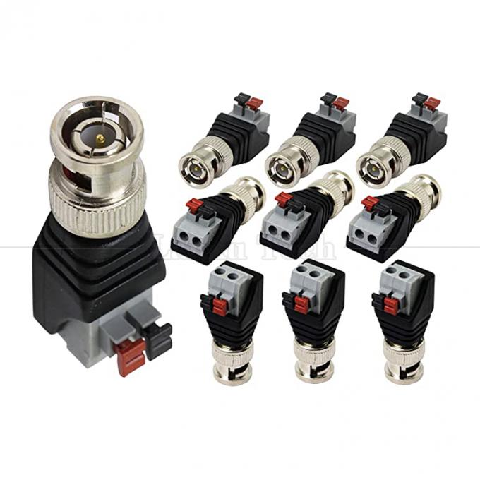 Terminal de parafuso sem soldadura 2 Pin Press Button BNC Conector masculino feminino Adaptador de energia para câmera de vigilância 6