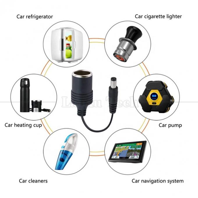 120W 12V 10A Cigarro de Carro Incandescente Fêmea Socket para DC Macho 5.5mm x 2.1mm cabo de carregador de energia 5