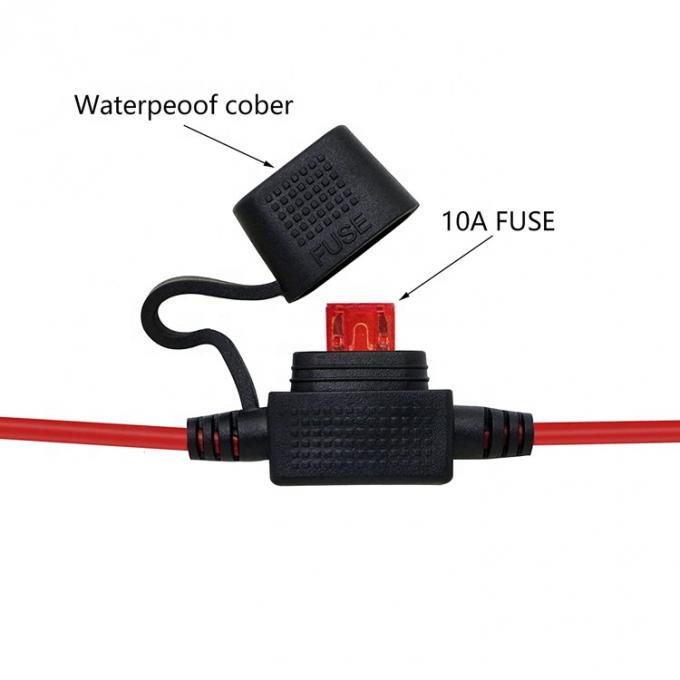 10A Fuse DC Jack 5.5x2.1mm para SAE Plug Power Extension Cable para carregador de painel solar de motocicleta 2