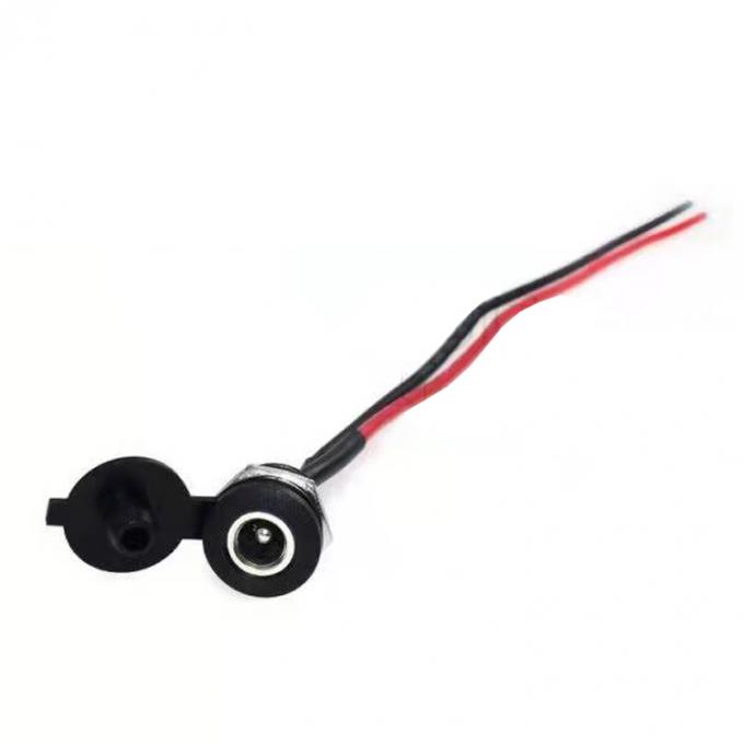 Painel montado em rosca DC Socket Jack feminina 5.5x2.1mm para 2 fios cabo de ponta de rabo aberto 2