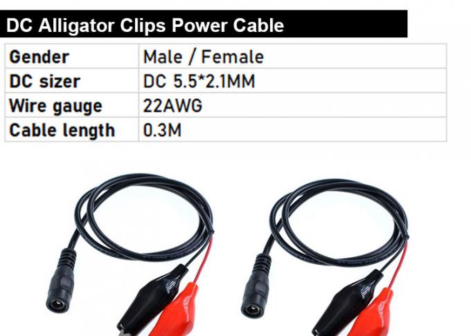 30cm DC 5.5x2.1mm macho Fêmea para Dual Alligator Clips Fornecimento de energia Cable DC 0