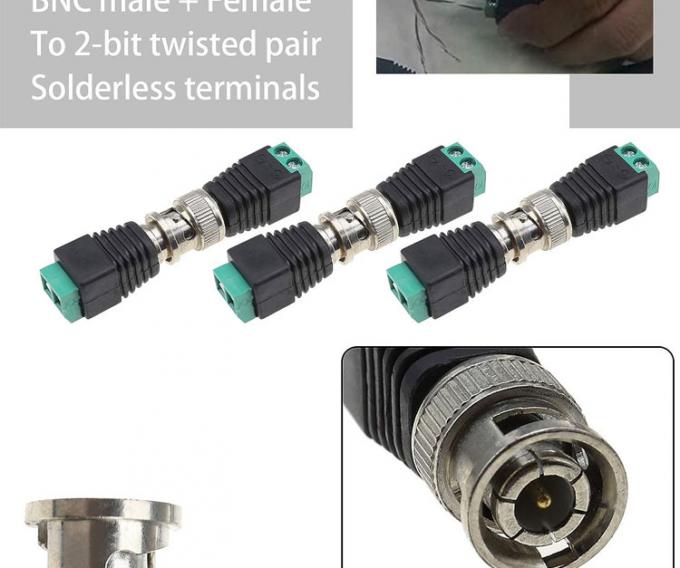 Terminal de parafuso sem solda BNC Adaptador de conector feminino-masculino para monitor de câmera de circuito fechado CCTV 2