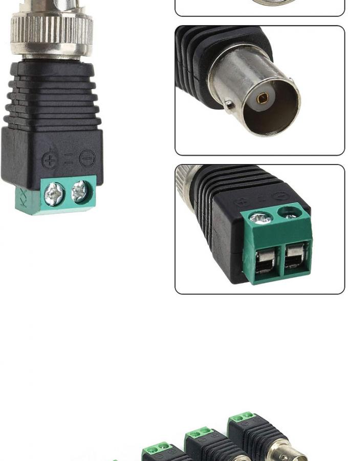 Terminal de parafuso sem solda BNC Adaptador de conector feminino-masculino para monitor de câmera de circuito fechado CCTV 3