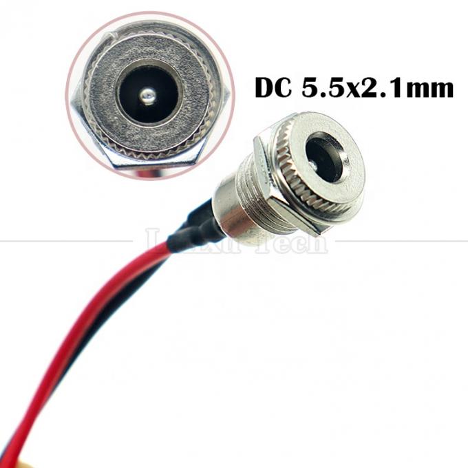 10cm 18AWG 5A Panel Mount DC 099 Socket Feminino 5.5x2.1mm 2.5mm Conector com rosca de metal para abrir fios de lata cabo final 2